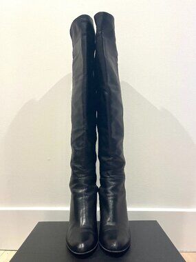 Stuart Weitzman Black Thigh High Heels, Black